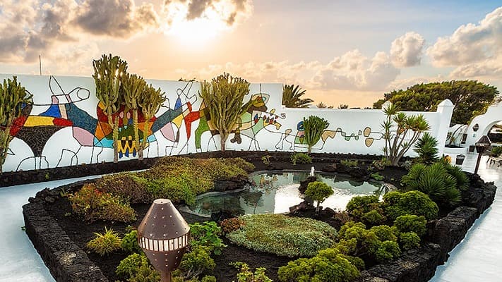 Garden and ceramic mural designed by César Manrique at his Foundation in Tahíche, Lanzarote