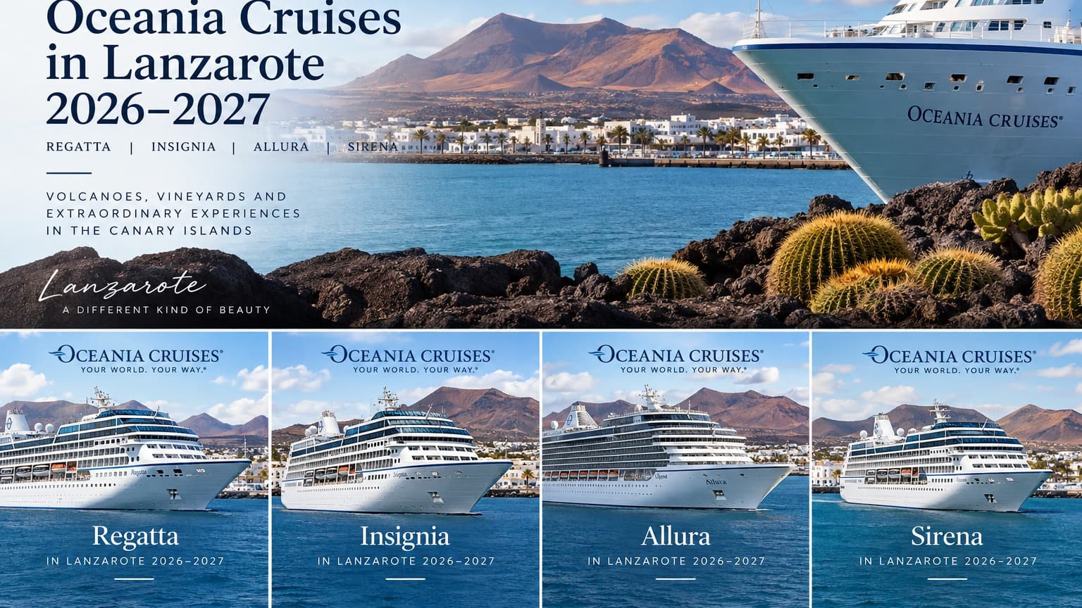 Oceania Cruises en Lanzarote 2026–2027 – Regatta, Insignia, Allura y Sirena