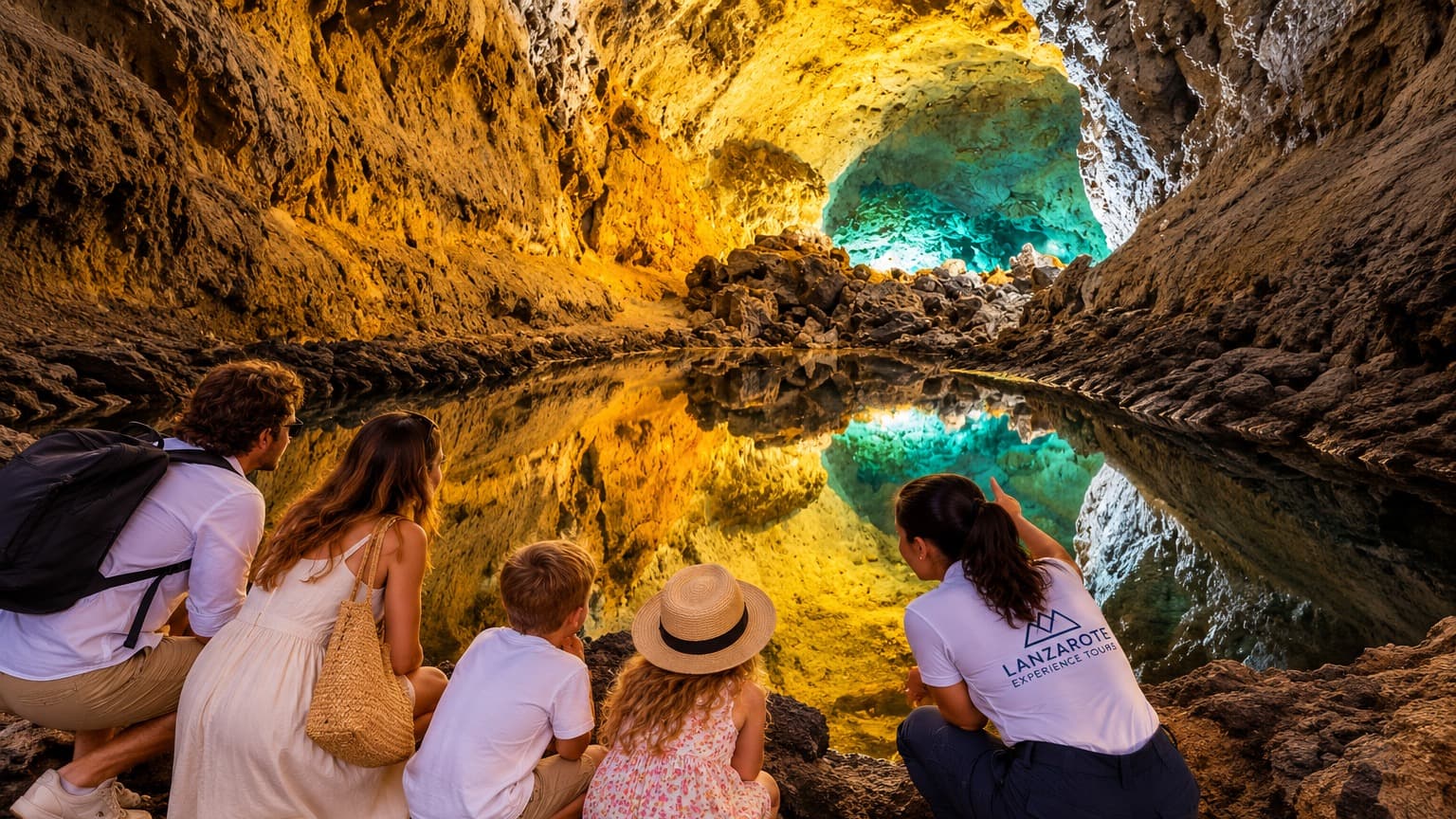 Interior de la Cueva de los Verdes, tubo volcánico del Volcán de La Corona en Lanzarote